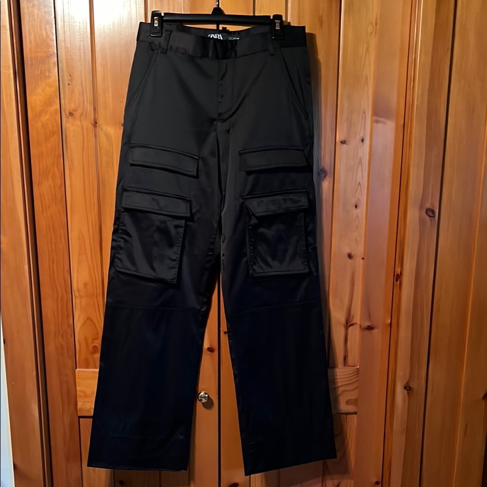 ZARA Satin Cargo Pants